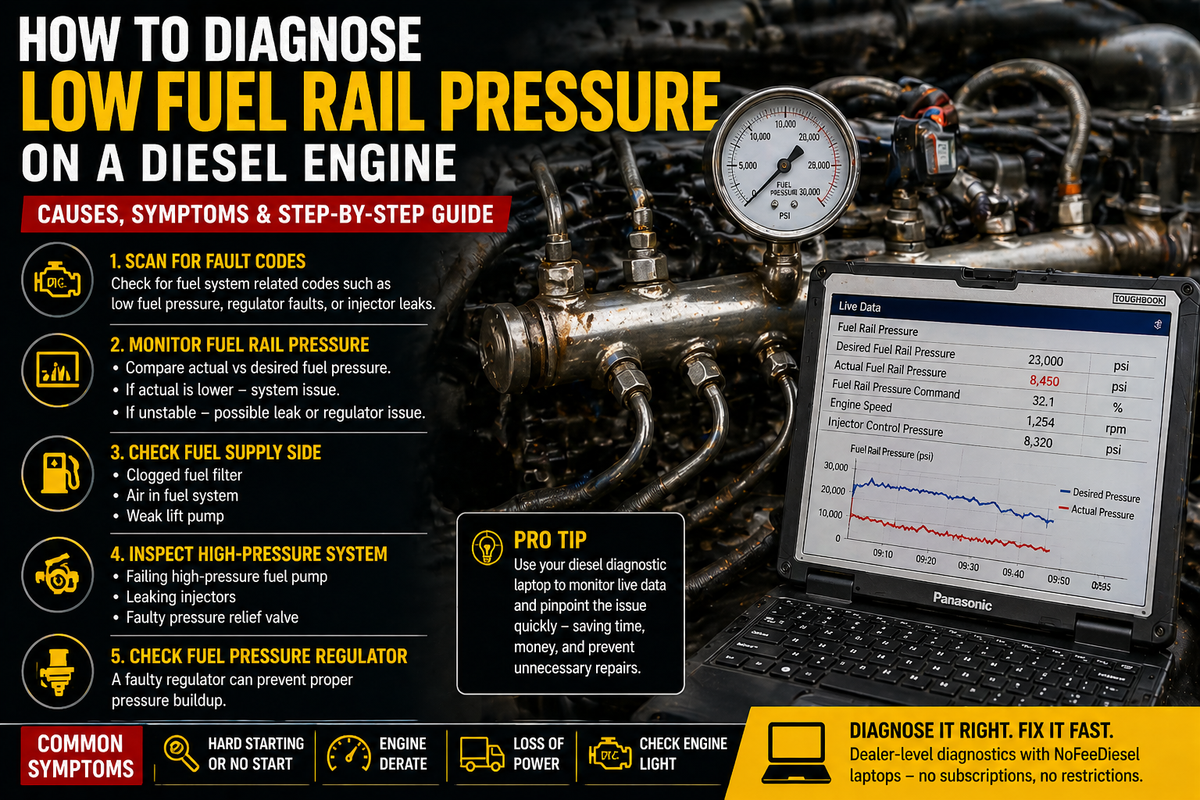 How to Diagnose Low Fuel Rail Pressure on a Diesel Engine